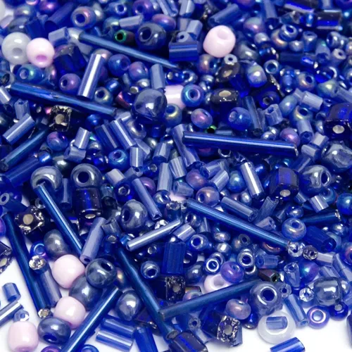 Miniatura 10 de 1000 cuentas de semillas de vidrio mixto, 0.059-0.177 in, tubo azul, cuentas espaciadoras de semillas de vidrio sueltas para fabricación de joyas