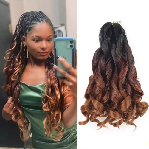 Miniatura 49 de Cabello rizado francés trenzado de 10 pulgadas, color 4, cabello rizado preestirado, 8 paquetes de trenzas de ganchillo de rizo francés para trenzas