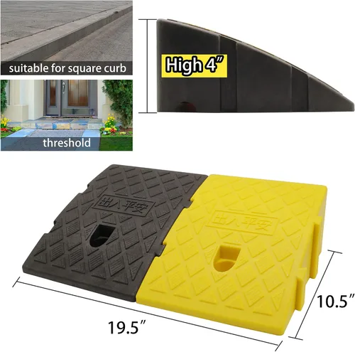 Miniatura 6 de YYDS Rampas de bordillo, rampa ligera de plástico, 2 unidades, rampas de umbral portátiles, 19.5 pulgadas de largo x 10.5 pulgadas de ancho, rampas