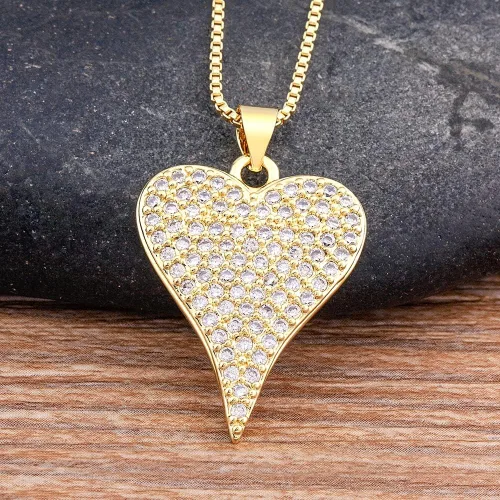 Joyería de moda Rosario turco hip hop, collar romántico en forma de corazón, dulce niña, 4 colores, dije de piedra para el día de San Valentín,