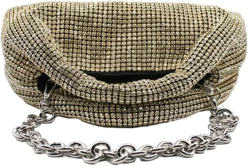 Miniatura 4 de UMREN Bolso de mano anudado con purpurina completa para mujer, con diamantes de imitación de cristal, bolso cruzado de noche con diamantes