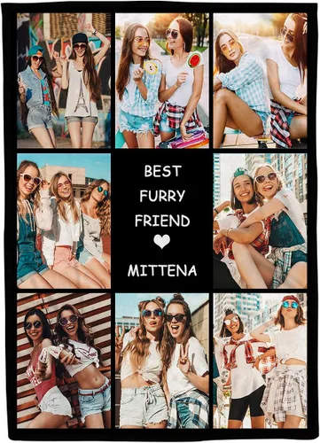 Manta personalizada con texto de fotos, manta con imagen personalizada para padre, mamá, niños, perros, amigos o pareja, collage de 8 fotos, 50 x 60