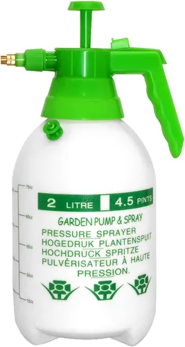 Pulverizador de bomba de jardín de 68 oz/0.5 galones, botella de presión de mano de latón, boquilla ajustable de latón, gran capacidad, maleza de