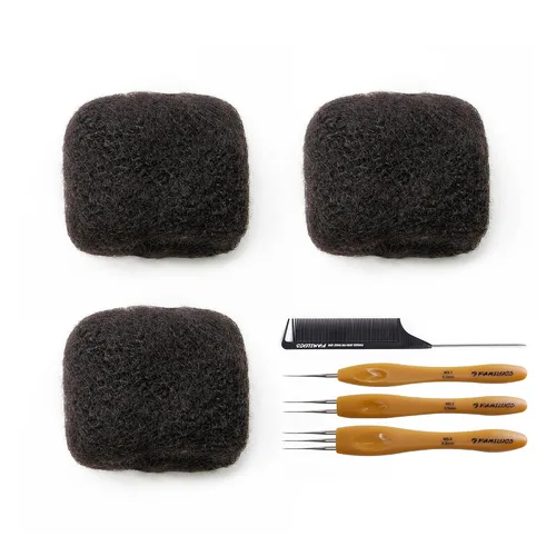 Miniatura 3 de Tight Afro Kinky - Cabello 100% humano a granel para extensiones de draedlock, extensiones de reparación, rizos y trenzas, 3 paquetes/paquete