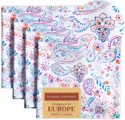 Miniatura 161 de Maison d' Hermine Happy Florals - Juego de 4 servilletas 100% algodón suave y cómodo perfectas para cenas familiares, bodas, fiestas de cóctel, 063