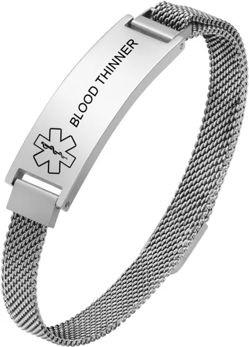 Miniatura 9 de VNOX Pulsera de identificación de alerta médica para hombres y mujeres, pulseras de alerta médica con grabado personalizado para mujeres y hombres