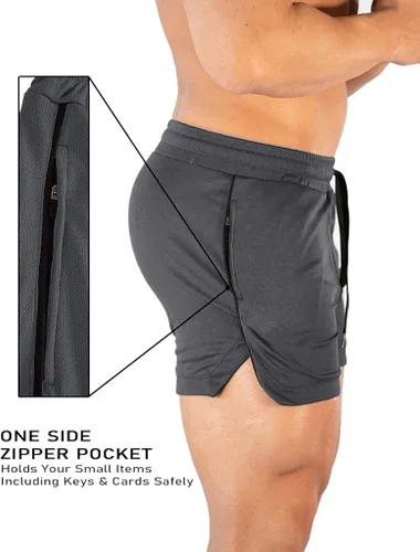 Miniatura 3 de FLYFIREFLY Pantalones cortos de entrenamiento de gimnasio para hombre, ligeros, atléticos, pantalones cortos para entrenamiento de culturismo