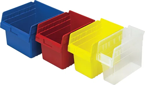 Miniatura 3 de Quantum Storage QSB108 - Contenedores de plástico anidables resistentes para farmacia, hospital y almacén, labio colgante y 7 ranuras divisoras