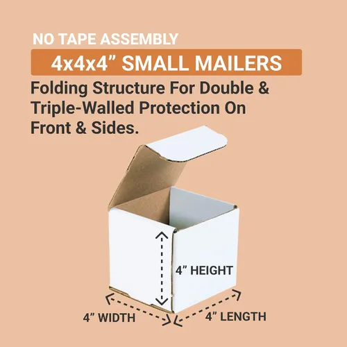 Miniatura 2 de BOX USA Cajas de envío pequeñas de 4 pulgadas de largo x 4 pulgadas de ancho x 4 pulgadas de alto, paquete de 50 cajas de cartón corrugado