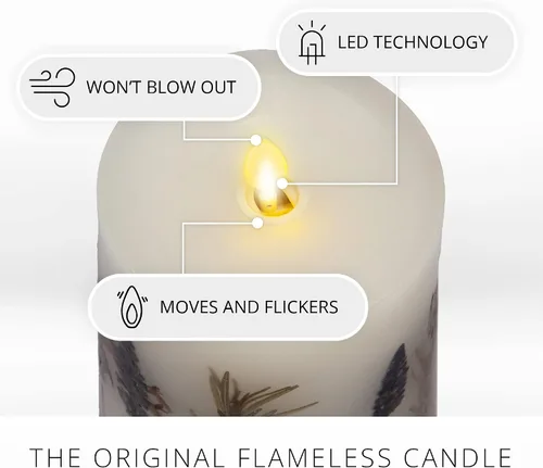 Miniatura 2 de Luminara Vela de pilar de llama artificial realista con inclusión de lavanda y romero - Luces LED de llama móvil a pilas - Listo para control remoto