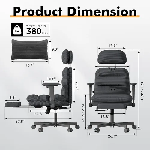 Miniatura 2 de GXJ Silla cruzada con brazos abatibles, silla de oficina ejecutiva con reposapiés, silla de oficina con patas cruzadas G800 Plus, almohada lumbar