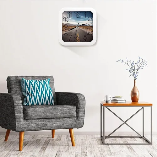 Miniatura 5 de 10" Square Modern Wall Clock,A Cat in Outer Space Print Kitchen Clocks Wall Battery Operated,Silent Non Ticking Unique Funny Cute Wall Clock for