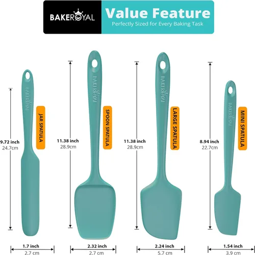 Miniatura 2 de BakeRoyal Juego de espátulas de silicona – 4 espátulas de goma de silicona resistente al calor 600°F para tareas diarias – Espátulas de cocina