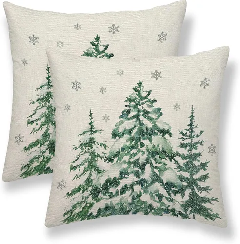 Miniatura 12 de Fundas de almohada navideñas de 20x20 pulgadas Juego de 2 Fundas de almohada con diseño de copo de nieve Decoración navideña Fundas de almohada