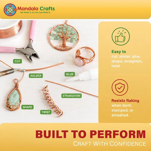 Miniatura 4 de Mandala Crafts Alambre de cobre puro calibre 18 para hacer joyas, envolver, esculpir y electroculturar jardinería – 3.3 x 5 yardas surtido