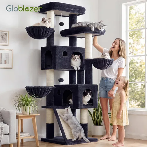 Miniatura 8 de Globlazer Árbol grande para gatos, torre de escalada para gatos de 72 pulgadas de alto para gatos adultos grandes, muebles de varios niveles con 2