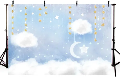 Miniatura 11 de MEHOFOTO - Telón de fondo de estudio fotográfico de nube azul y blanca, accesorios de fondo de príncipe para cumpleaños, baby shower, decoración