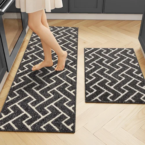 Miniatura 26 de hicorfe Juego de 2 tapetes de cocina antideslizantes para piso, cómodas alfombras de cocina lavables para pasillos, entrada, cuarto de servicio