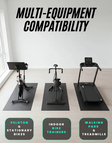 Miniatura 2 de Powr Labs Alfombrilla de bicicleta compatible con Peloton, cinta de correr, equipo de ejercicio, elíptica, almohadilla para caminar, entrenadores