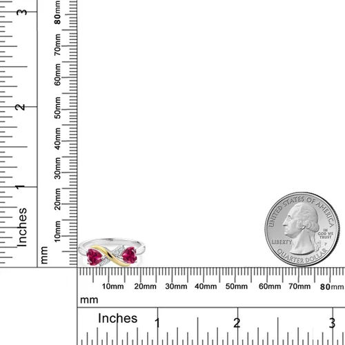 Miniatura 82 de Gemstone Birthstone and Lab Grown Diamond Accents Eternal Love Infinity Ring for Women 925 Silver and 10K Yellow Gold Heart Shape 5MM & Round