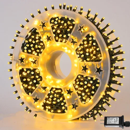 Miniatura 9 de QITONG Guirnalda de 500 luces LED de Navidad de 165 pies para exteriores, impermeable, luces multicolor con 8 modos, cable verde, luces parpadeantes