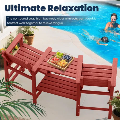 Miniatura 2 de PLUUV Juego de 2 sillas Adirondack altas, sillas Adirondack de altura de barra para balcón de polietileno HDPE resistente a todo clima con bandejas
