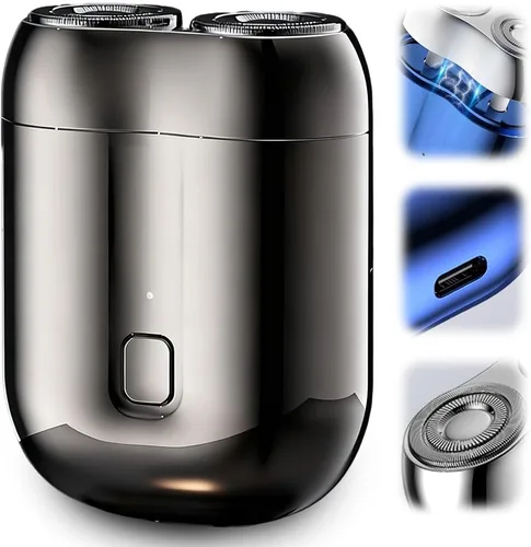 Miniatura 9 de Mini maquinilla de afeitar eléctrica portátil, modelo 2 en 1, mini afeitadora eléctrica de doble cabeza, recargable, impermeable, compacta, para Azul