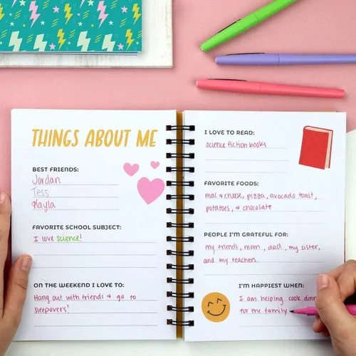 Miniatura 6 de DOODLE HOG Diario de gratitud para niños, adolescentes, diario de 100 páginas con indicaciones de escritura. Diario de afirmación incluye