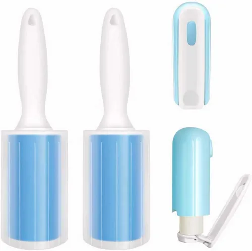 Paquete de 4 rodillos de pelusa lavables reutilizables, rodillos de gel pegajosos, removedor de pelusas de pelo de mascotas para gatos, perros,