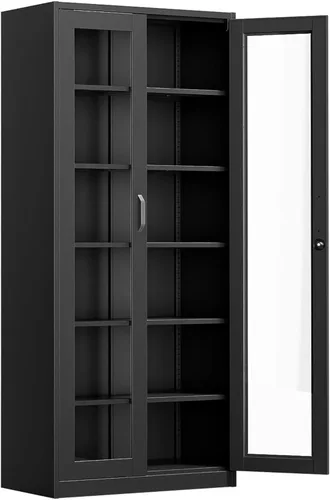 Miniatura 30 de VINGLI Armario de Pared para Garaje con Puertas con Cerradura y Estante Ajustable, Gabinete de Pared de Metal, Gabinete de Almacenamiento Superior