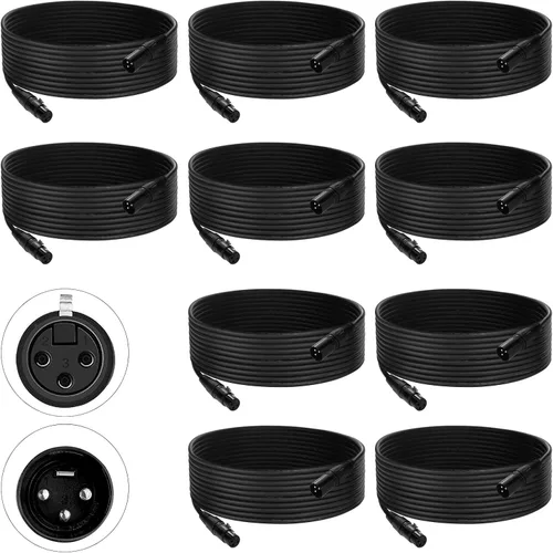 Miniatura 7 de Cable DMX 25 pies, paquete de 4 Cables DMX de 3 pines flexibles de señal XLR macho a hembra, adecuado para conexión de señal XLR de iluminación