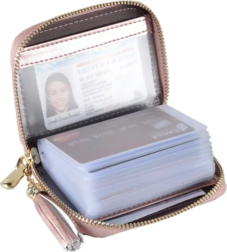 Yuhan Pretty - Tarjetero de piel para tarjetas de crédito y carnet de identidad, con tecnología RFID, para mujer