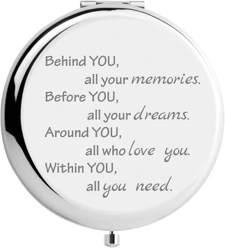 Miniatura 9 de CREATCABIN Behind You All Your Memories - Espejo de bolsillo compacto de viaje de girasol con cita inspiradora, regalo plegable de dos caras, regalo