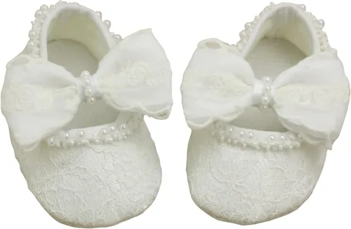 Miniatura 4 de Nihao Baby Conjunto de zapatos de bautismo y diadema blancos para niñas