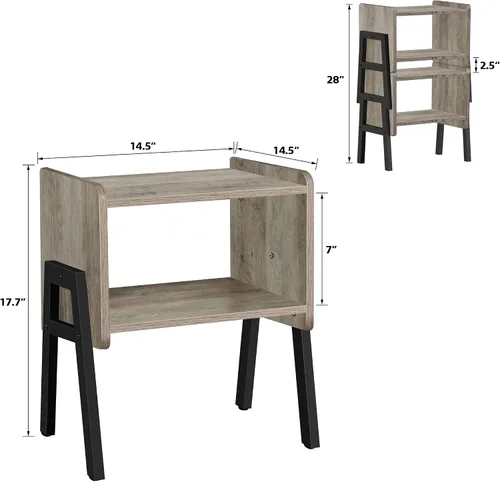 Miniatura 3 de TUTOTAK Nightstnd, juego de 2, mesas auxiliares apilables, mesa auxiliar, mesitas de noche con estante de almacenamiento abierto, dormitorio, sala