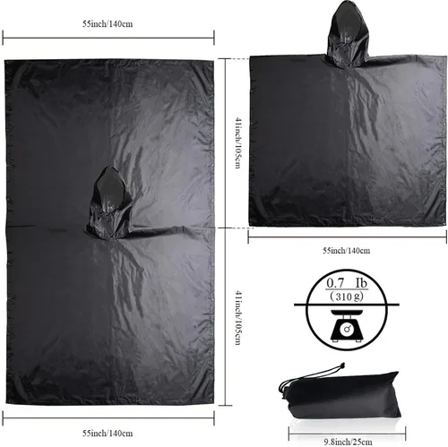 Miniatura 4 de Chubasqueros impermeables camuflados Poncho de lluvia con capucha, ligero, impermeable, plegable, impermeable, al aire libre, caza, senderismo