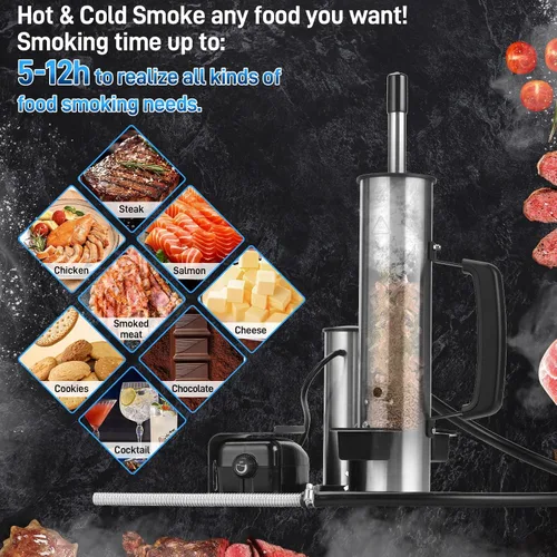 Miniatura 8 de Generador de humo para exteriores, ahumador eléctrico de acero inoxidable, tubo de humo para ahumador de pellets, ahumadores calientes/fríos