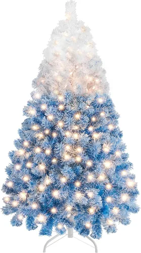 Miniatura 17 de Yaheetech Árbol de Navidad artificial preiluminado de 4.5 pies con luces incandescentes de color blanco cálido, árbol de Navidad con 340 puntas