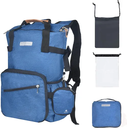 Miniatura 13 de Mochila impermeable plegable 35L para viajes de deportes al aire libre dentro del compartimento de ropa mojada plegable para múltiples 1Azul cielo