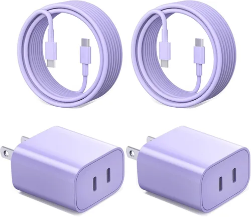 Miniatura 8 de Cargador de carga rápida para iPhone 17, cargador de pared USB C de doble puerto de 40 W, bloque de carga rápida con cable de carga USB C a C de 6