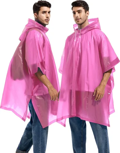 Miniatura 36 de Paquete de 2 ponchos de lluvia para adultos, reutilizables, impermeables, de supervivencia, emergencia, resistente, con capucha con cordón
