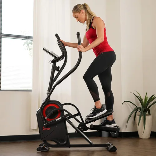 Miniatura 11 de Sunny Health & Fitness Cardio Climber Stepping Máquina de ejercicio elíptica para el hogar con 8 niveles de resistencia magnética, monitor de Negro
