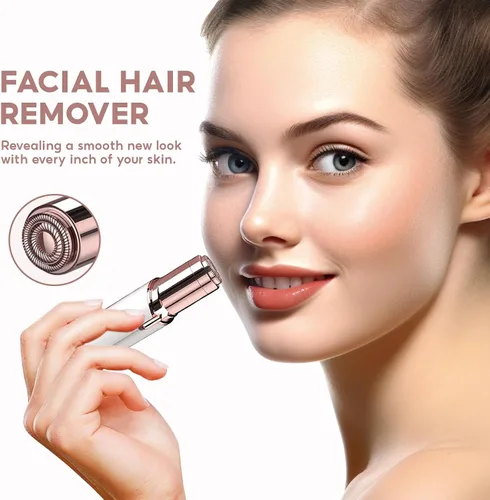 Miniatura 4 de Depilación facial para mujeres, recortadora facial sin dolor para labios superiores, pelusa de melocotón y barbilla con USB recargable Blanco