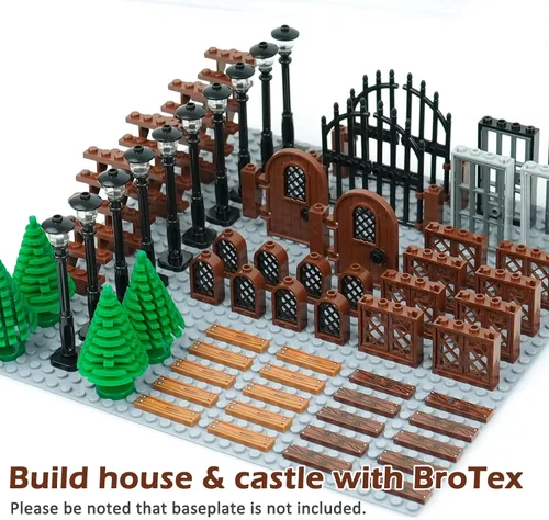 Miniatura 3 de BroTex Puertas Ventanas Accesorios Ladrillos Piezas, Ciudad Casa Piezas Jardín Clásico Camino Lámpara Luz Escalera Puerta Castillo, Creativa DIY