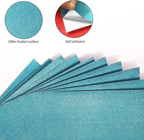 Miniatura 3 de Papel de cartulina con purpurina, 20 hojas de cartulina con purpurina adhesiva, paquete de papel A4, autoadhesivo, 8.2 x 11.6 pulgadas, papel