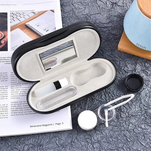 Miniatura 4 de Kanasi Estuche para lentes de contacto – [2 en 1] Estuche portátil de doble cara para lentes – Pinzas y aplicador incluidos – Perfecto para viajes