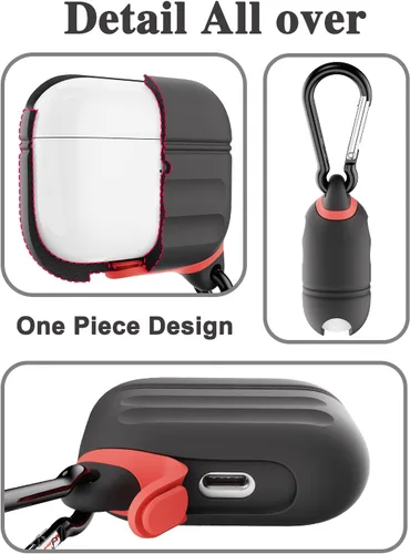 Miniatura 7 de HALLEAST Funda impermeable para AirPods Pro 3, LED frontal visible y compatible con carga inalámbrica, funda protectora de silicona compatible