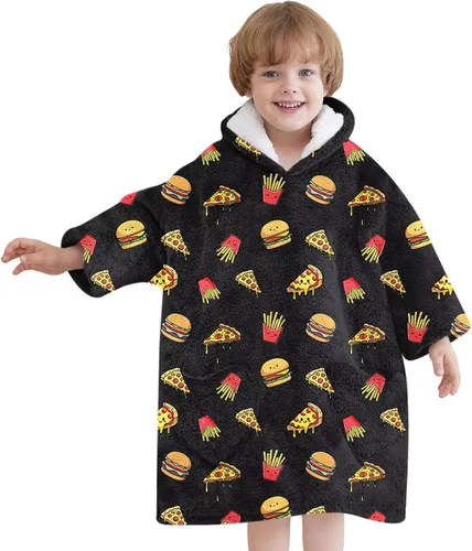 Mewkou Manta con Capucha Portátil para Niños Sudadera con Capucha de Sherpa Extra Grande para Niños, Niñas y Niños Pequeños de 2 a 6 años,