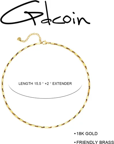 Miniatura 4 de GDCOIN Delicada gargantilla de cadena de oro de 18 quilates, chapado al vacío, cubano, clip Figaro Mariner con cuentas de rombo, cadena de eslabones
