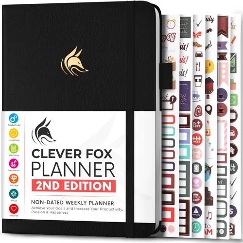 Miniatura 29 de Clever Fox - Agenda 2ª Edición – Planificador de Metas Semanales y Mensuales Colorido, Organizador de Gestión del Tiempo y Productividad, Sin Fecha